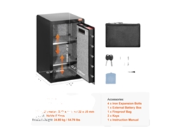 Caja fuerte, cerradura de huella dactilar, sistema de doble alarma, acceso por tres vías, 4 pies cúbicos, OEM