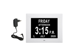 Reloj Digital Hd De 7 Pulgadas Con Calendario, Ajuste Automático De Temperatura Ambiente, Para Personas Mayores, Color Blanco, Enchufe Europeo, 110-240 V.