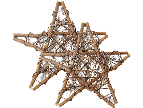 Estrellas de ratán de mimbre marrón natural para la decoración del árbol de Navidad de la guirnalda del jardín casero