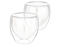 Juego de 2 vasos CHEFFINGER de 250 ml de doble pared en vidrio de borosilicato transparente