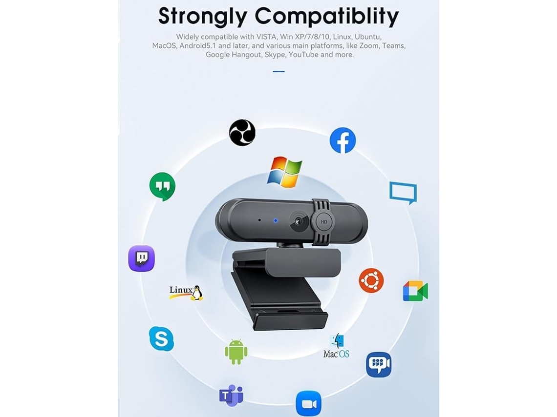 Cámara web 1080P con micrófono para videollamadas/reuniones/enseñanza Cámara web HD de 30 fps con cubierta deslizante de privacidad Cable USB-A para YEMAESRE