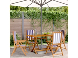 Sillas de jardín reclinables DKD Home Decor de 4 piezas, tela/madera maciza, azul/blanco