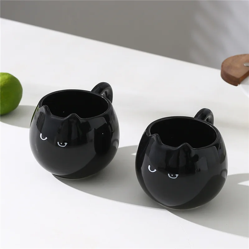 (negro, 301-400 Ml) Una Taza De Cerámica Con Forma De Gato, Taza Creativa, 380 Ml