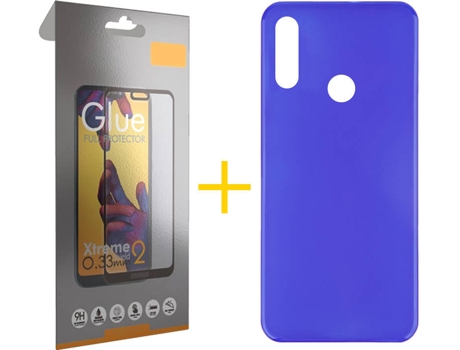 Kit Funda + Protector de Pantalla Huawei Y7 2019 SKYHE Liso Azul