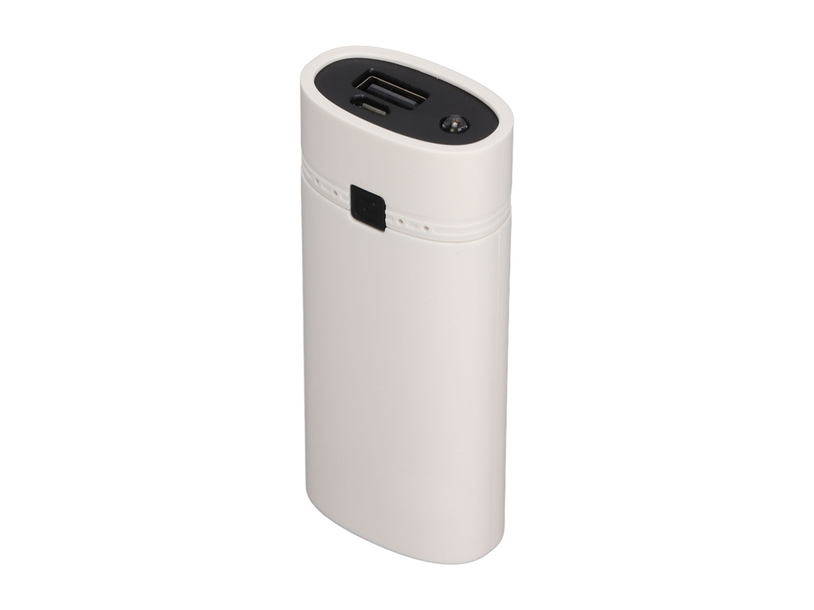 Caja universal de batería externa USB DIY 2026 con cargador de 2 baterías 18650 para smartphones, color blanco.