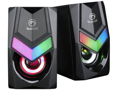 Scorpion Masg118 Altavoces 2.0 6w pc modelo potencia de 3 x 2 control iluminación led 7 colores volumen usb y minijack 25