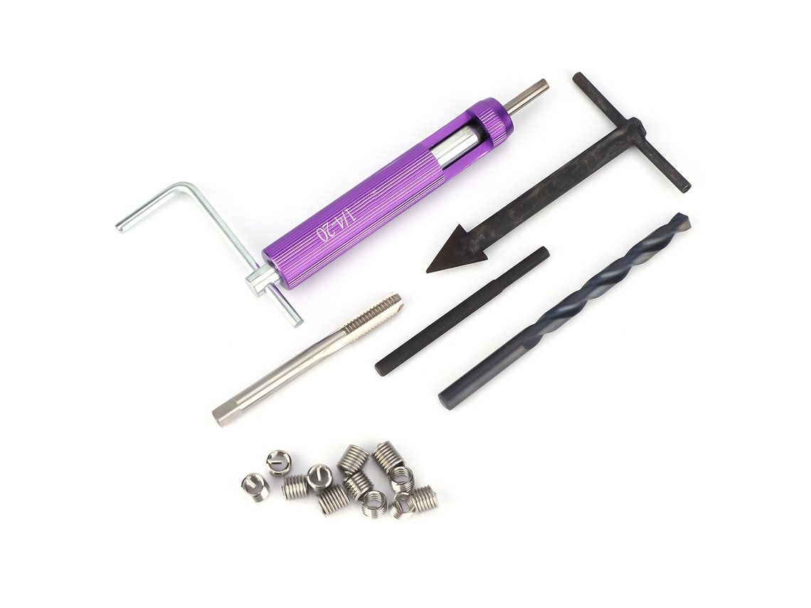 Kit De Reparación De Roscas 1/4-20unc, Inserto De Tornillo De 12 Piezas, Rosca Americana De Alta Resistencia