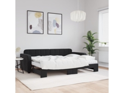 Sofá Cama Nido Con Colchón Terciopelo Negro 80x200 Cm