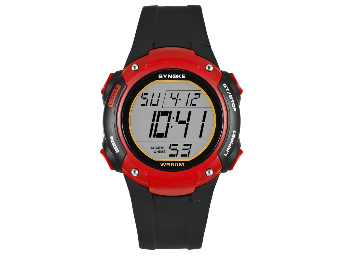 Reloj Electrónico Deportivo Outdoor Impermeable Luminoso Para Estudiantes (negro Rojo)