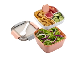 Envase para ensalada, con 3 compartimentos para aderezos y toppings NEVEANCE