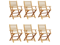 Maison Exclusive - Juego de 6 sillas plegables de jardín, madera maciza de acacia, color beige.