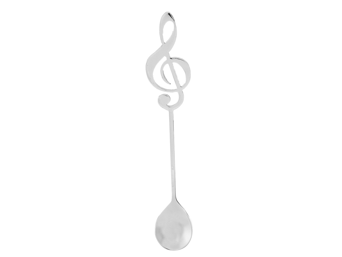Cuchara de Postre de Acero Inoxidable - Notas Musicales (Plata) RNEMITERY
