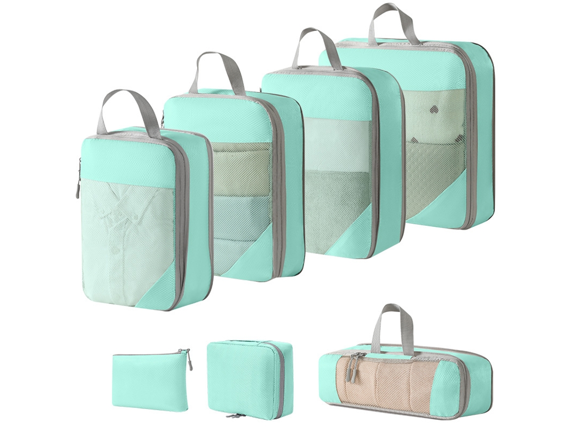 Conjunto De Bolsas Organizadoras Para Malas, Com Bolsa Digital E Nécessaire, Pacote Com 7 Chrui (azul Lago)