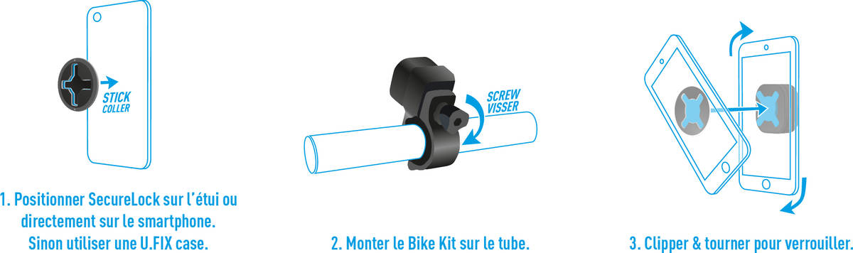 Mobilis U.fix Soporte smartphone universal para bicicleta bike bicicletamoto ajustable absorbe vibraciones horizontalvertical negroazul 044002 pasivo enganche securelock manillar 1833