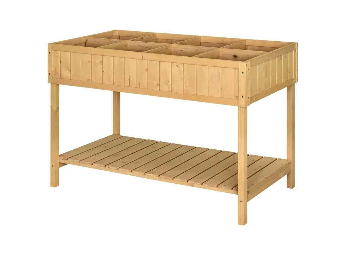 Mesa De Cultivo Con 8 Compartimentos, Madera De Abeto, 110x46x76cm