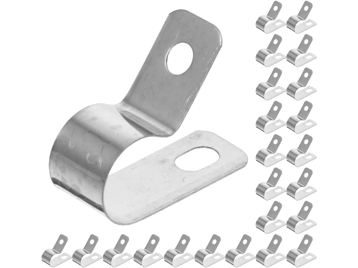 50 Piezas De Clips Y Sujetadores De Cable De Acero Inoxidable Plateado Grueso