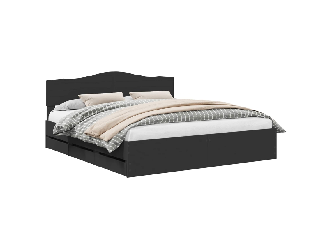 Maison Exclusive - Estructura De Cama Negro 200 X 200 Cm Madera Ingenieril