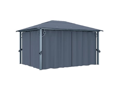 MAISON EXCLUSIVE Cenador con cortina gris antracita aluminio 400x300 cm