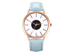 Elegante Reloj De Pulsera De Cuero Para Hombre Con Movimiento De Cuarzo (azul Claro)