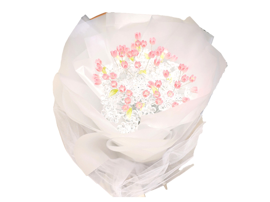 Ramo de tulipanes artificiales para armar con luces - 52 hermosas flores
