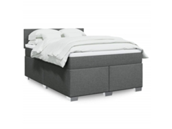 Cama Box Spring Con Colchón Tela Gris Oscuro 160x200 Cm