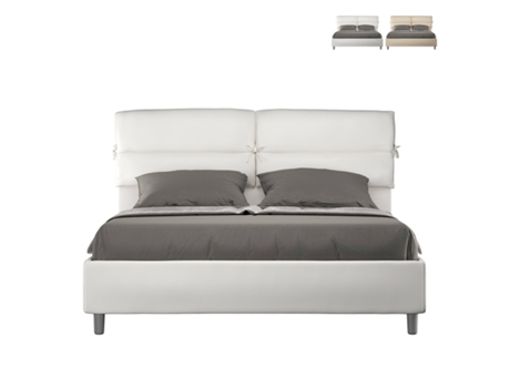Cama contenedor doble 160x190 con cabecero acolchado almohadas Nandy
