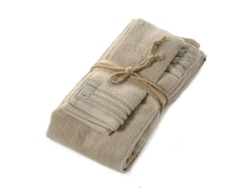 Par de toallas de rizo de algodón puro Fazzini de 550 g/m² en cuerda beige