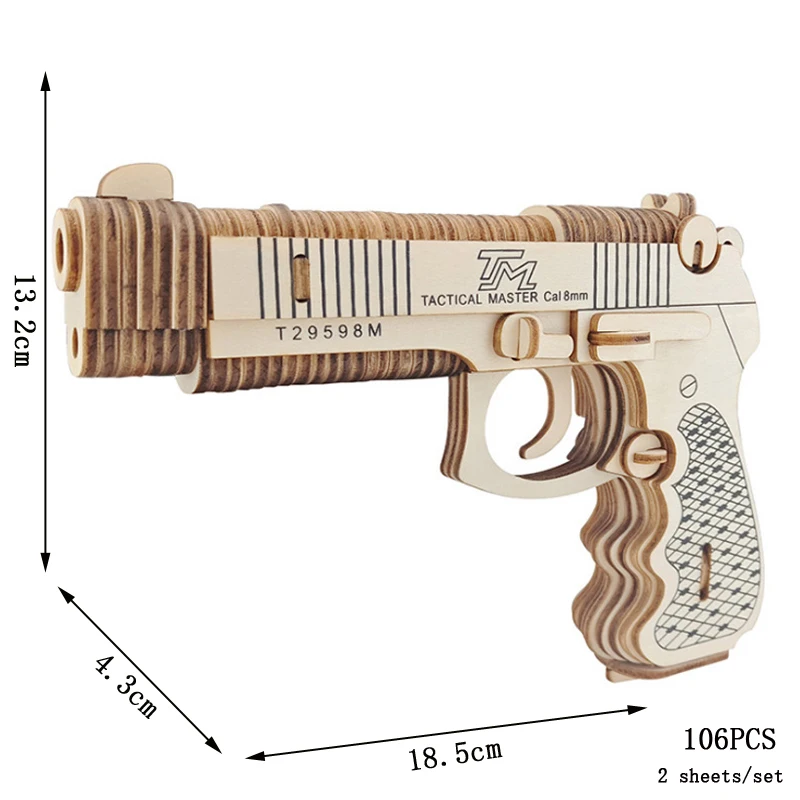 (Bereta M92f) Rompecabezas 3D de madera con temática militar - Kit de montaje DIY