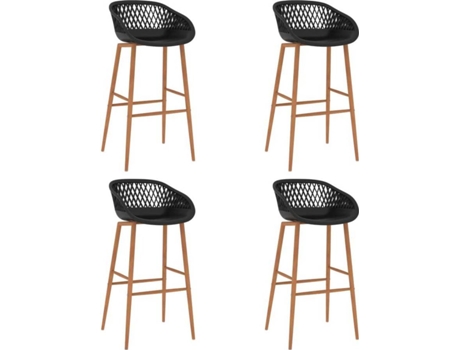 Conjunto 4 Taburete de cocina VIDAXL Negro Plástico (48x47.5x95.5 cm)