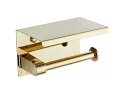 Portarrollos de papel higiénico en acero inoxidable 304 T55, dorado cepillado, con estante, perfecto para cualquier baño.
