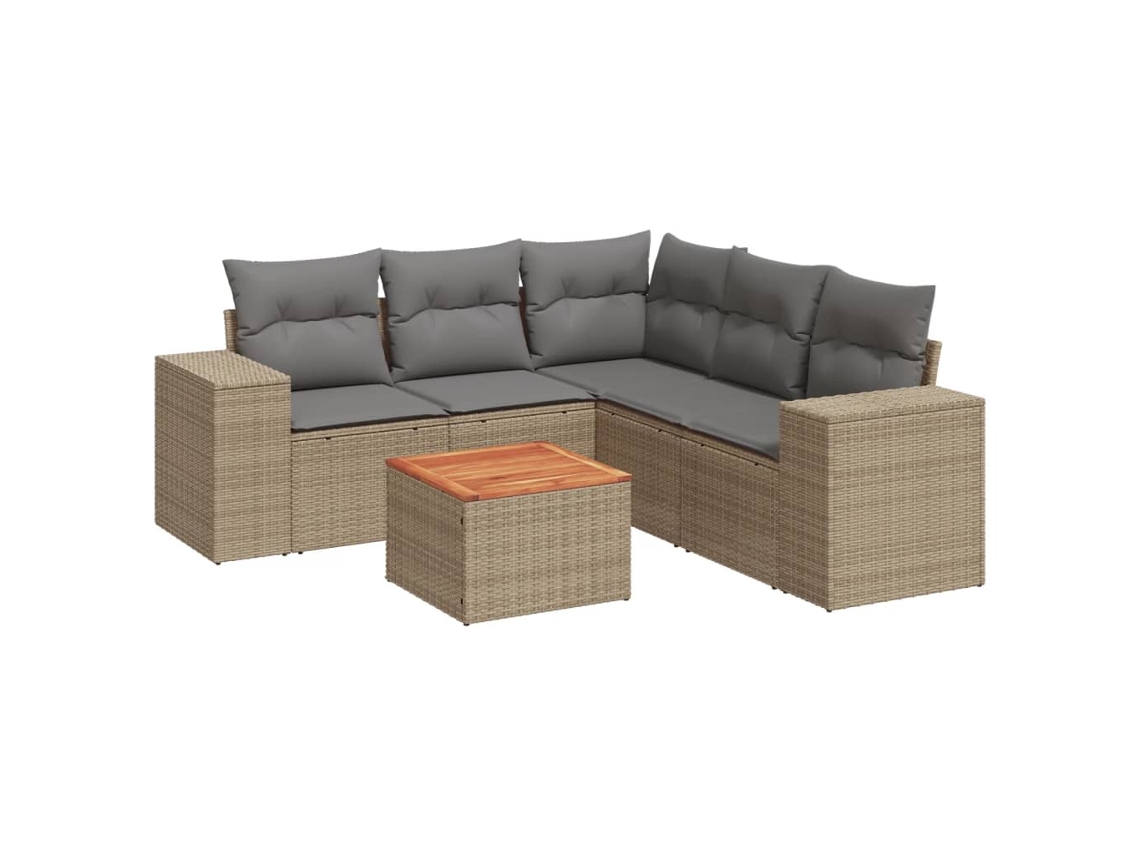 Maison Exclusive - Juego De Sofás Jardín Con Cojines 6 Pzas Ratán Sintético Beige