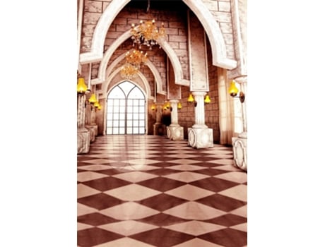 Fondo Fotográfico ECZJNT 150X220Cm Lujosa Iglesia Palacio Pilares Ventanas Piso de mosaico Boda Sala de bodas Lámpara colgante delicada