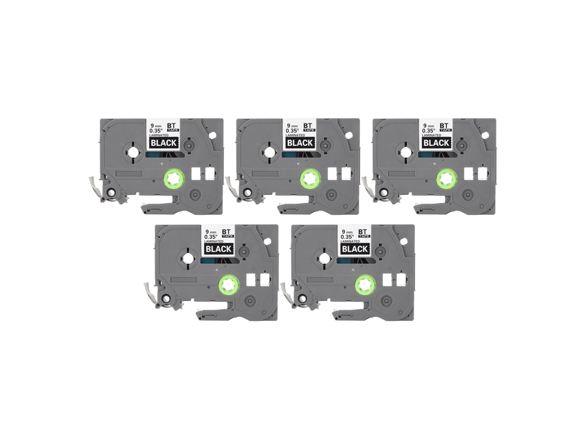 5 Piezas Cinta Etiquetadora 9mm Laminada Impermeable Para Pt D210 D200 H110 D400 Blanco Sobre Negro