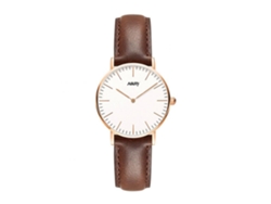 Reloj De Pulsera De Cuarzo Resistente Al Agua Nary Fashionable Simple (caja Oro Rosa, Correa Marrón)