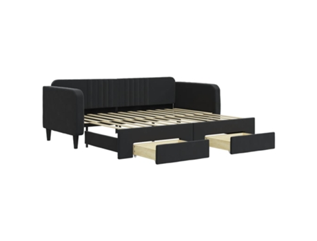 Cama con Cajones MAISON EXCLUSIVE Cajón Metal Terciopelo Negro (90x200cm)