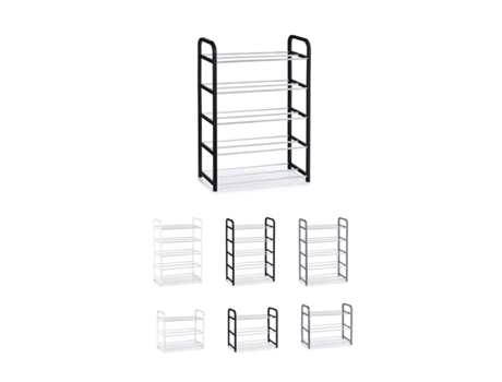 Zapatero de Metal e Plástico – Zapatero Organizador Ideal para Recibidor, Pasillos e Salón Negro 5 Estantes