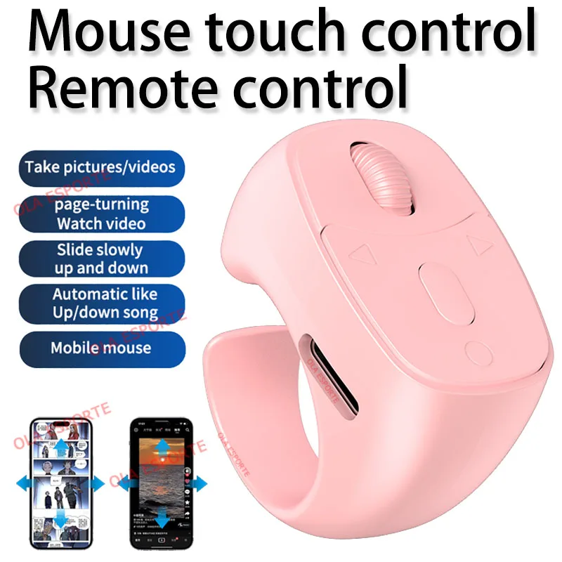 Control Remoto En Forma De Anillo (rosa), Bluetooth Inalámbrico, Ratón Para Selfies, Navegación Con Cambio Automático De Página De Vídeo.