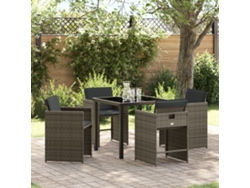 Juego de comedor de jardín de 5 piezas con cojines de ratán poliéster gris Wsd159874 Lovely Home