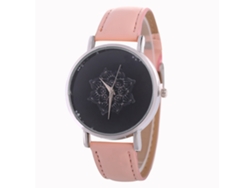 Reloj De Pulsera Analógico Para Hombre Y Mujer Con Correa De Pu Rosa Con Estampado Floral Y Movimiento De Cuarzo.