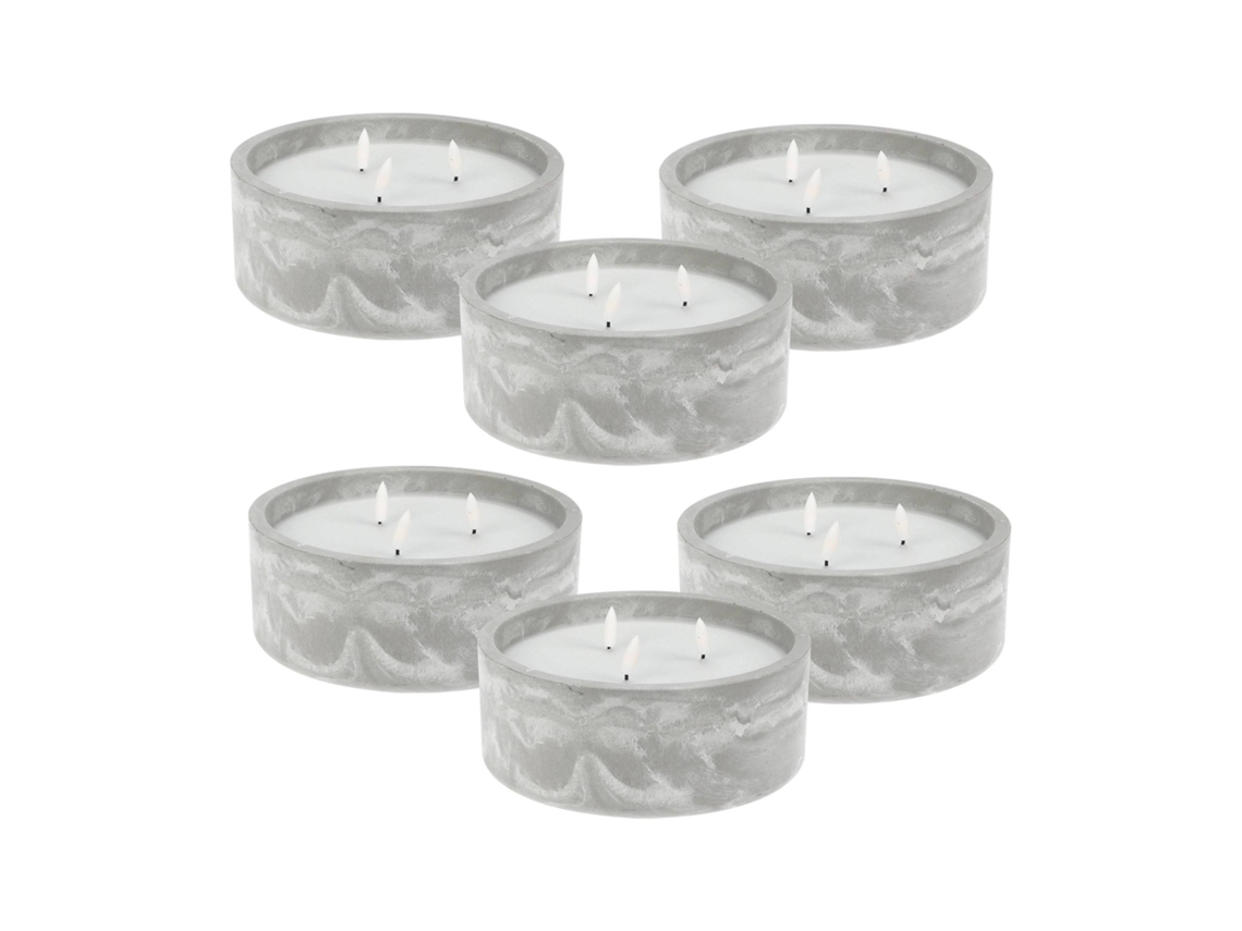 WELL HOME - Pack 6 Velas LED redonda gris marmolado