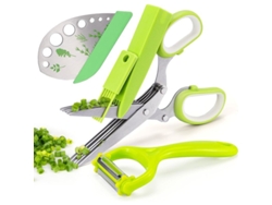 Tijeras De Hierbas De Acero Inoxidable, Peladores De Cocina Para Cebollino Verduras Ensalada Col Rizada