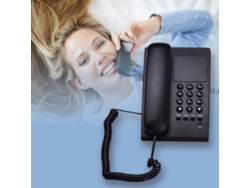 Teléfono Fijo Con Cable Para Escritorio/montaje En Pared Con Control De Volumen, Flash, Silencio Y Rellamada, Ideal Para El Hogar, La Oficina O El Hotel - Negro
