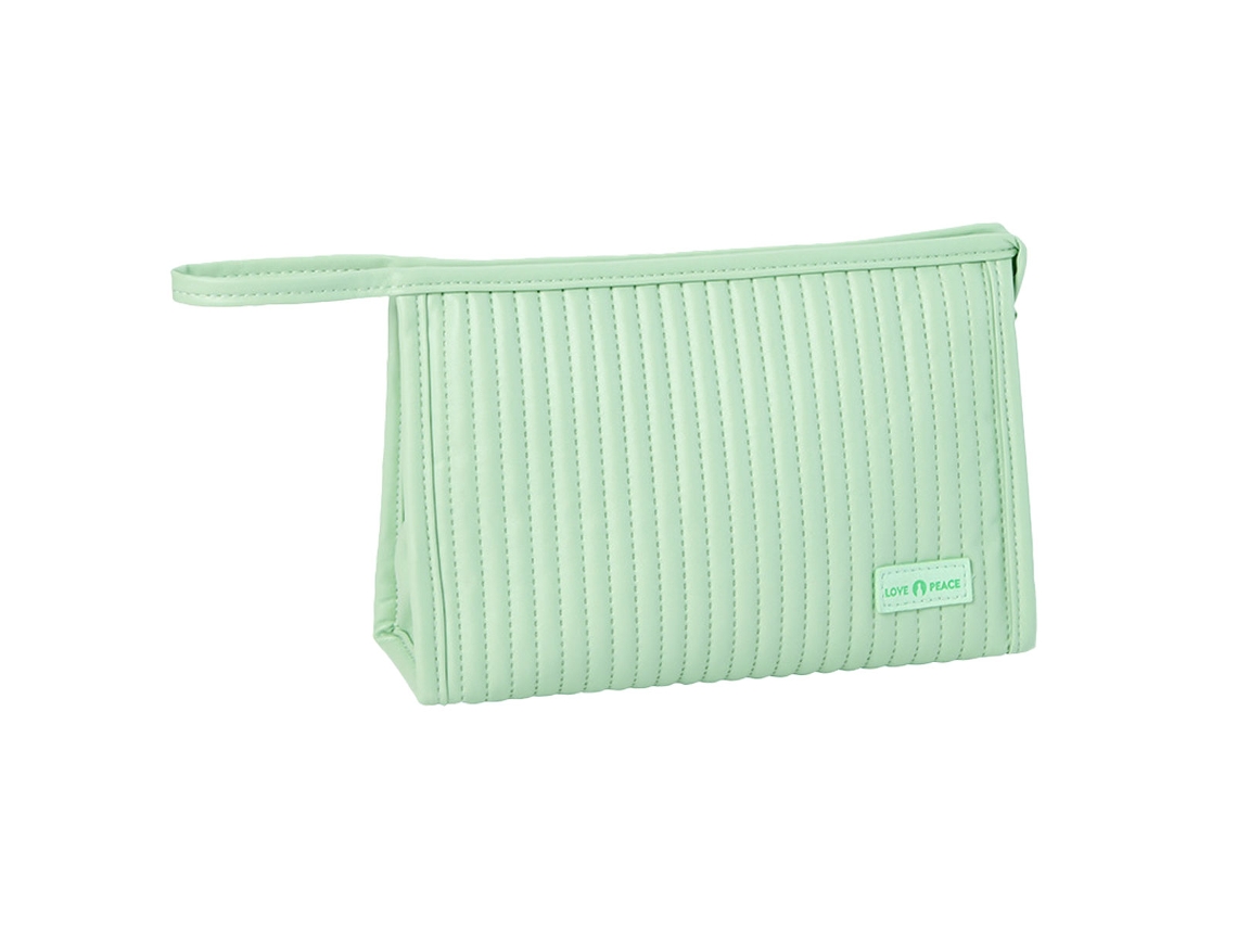 Neceser de viaje para mujer con cremallera y asa, color verde (24,5 x 18 x 5 cm)