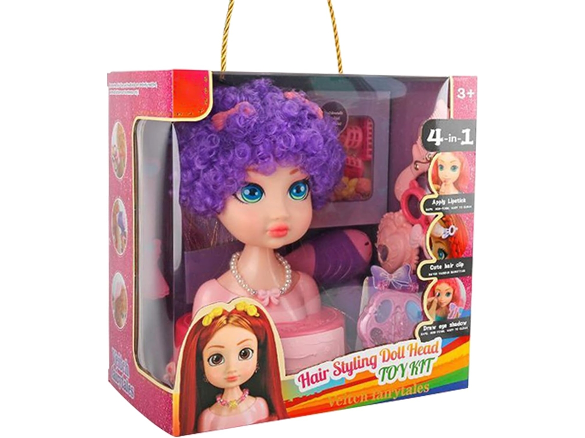 Cabeza de peluquero y maquillador infantil, juguete de peluquería con accesorios Vayotoy