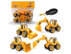 Set de vehículos de construcción BJ para niños con rompecabezas y destornillador, juguete desmontable, simulación, amarillo