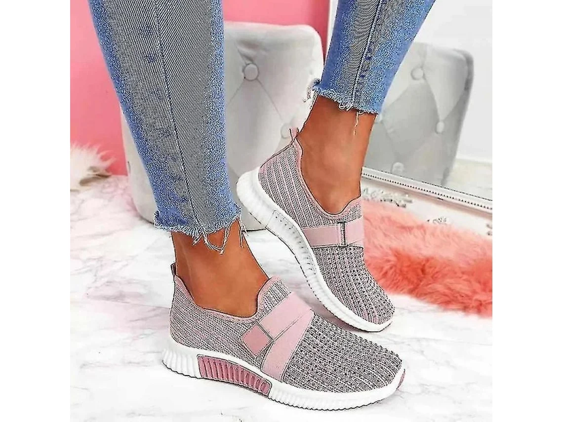 2026-zapatos Slip-on Mujer Con Suela Ortopédica Zapatillas Moda Plataforma Para Caminar Negro Xfg 38 Rosa