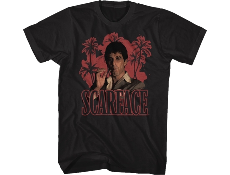 Camiseta Unisexo DEEPSTONE Palm Trees Scarface Negro (S)