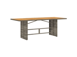 Mesa de jardín superficie de madera ratán PE gris VIDAXL (190x80x74 cm)