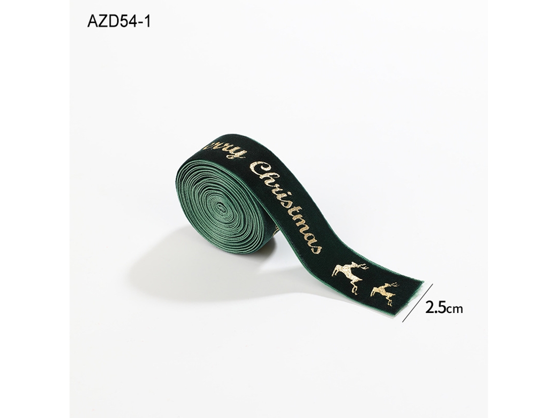 Cinta decorativa navideña de 1 pulgada, Chennls verde, letras de alce (rollo de 2 m)