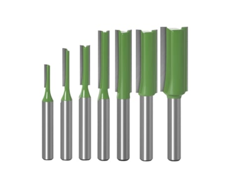 Juego de 7 brocas para enrutador, vástago de 6,35 mm (1/4 pulgadas), 3, 4, 5, 6, 8, 10, 12 mm, diámetro de hoja, broca recta de doble flauta para h...
